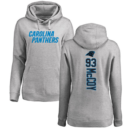 Carolina Panthers Ash Women Gerald McCoy Backer NFL Football #93 Pullover Hoodie Sweatshirts->nfl t-shirts->Sports Accessory